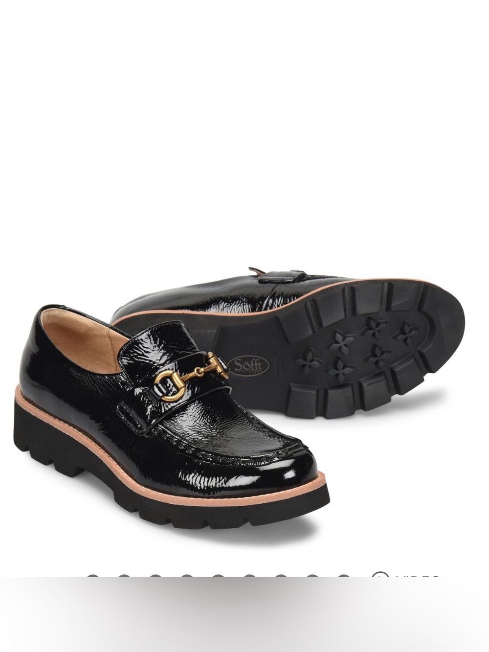 Söfft Prewitt Black Genuine Patent Leather Horsebit Lug Sole Loafers Wm Size 7.5